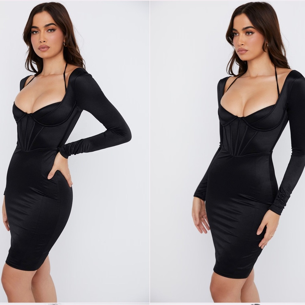 HouseofCB Black Faux Leather Dress - Picture 5 of 6